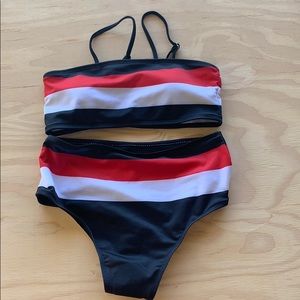 high waisted multi color bikini set